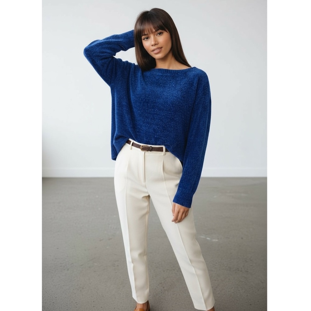 Tommy Bahama Luna Chenille Boatneck Sweater Women’s Large Mazarine Blue
